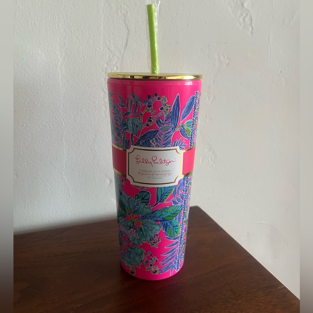NEW Lilly Pulitzer Pink and Blue Floral Tumbler
